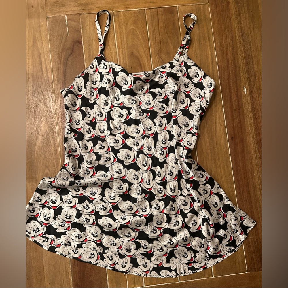 Vintage Mickey Mouse Y2K slip dress‎ or lingerie size XL 100% silk